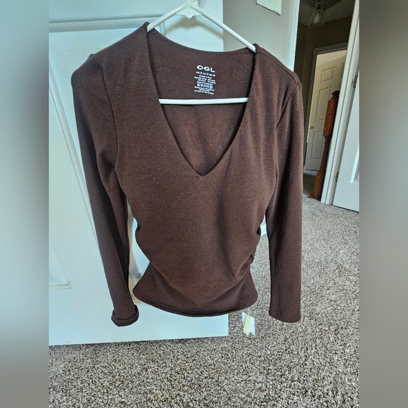 OGL Tops - NWT OGL Women's Brown V-Neck Top